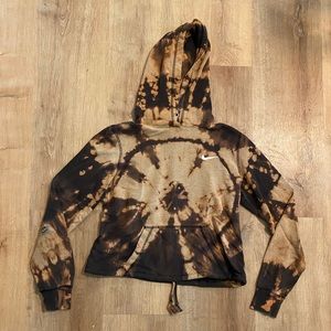 Custom nike bleached tie dye hoodie sweatshirt